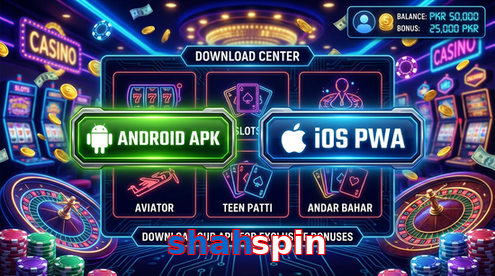 Main screen of Shahspin download page for PK players